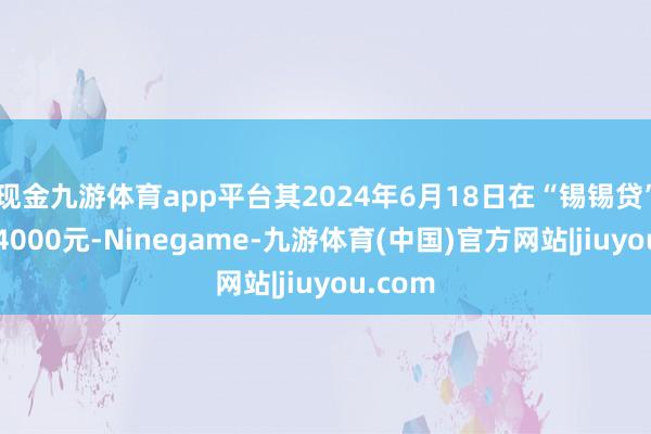 现金九游体育app平台其2024年6月18日在“锡锡贷”借债14000元-Ninegame-九游体育(中国)官方网站|jiuyou.com